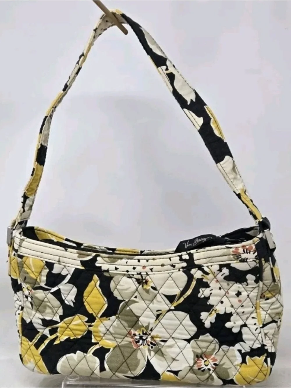 Vera Bradley Quilted Shoulder Bag in Black, Yellow & Cream Floral